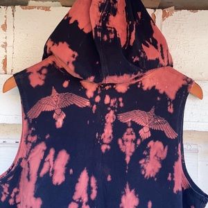 Huginn & Munnin Ravens sleeveless zip up hoodie : plants crystals : Norse Viking